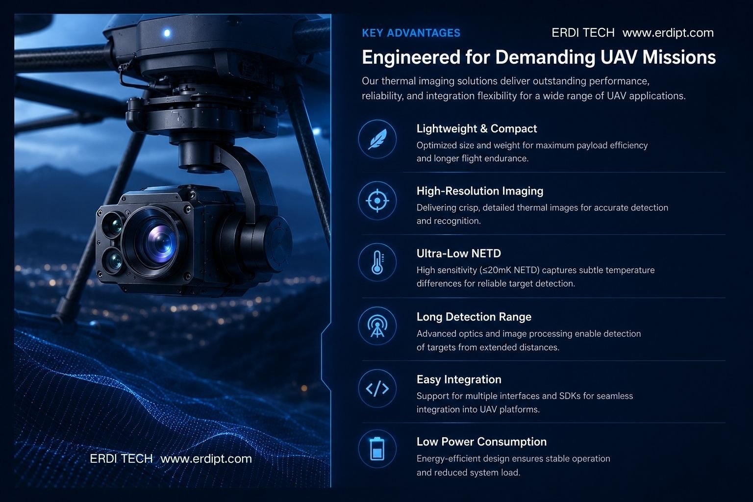 The main advantages of ERDI infrared thermal imaging products