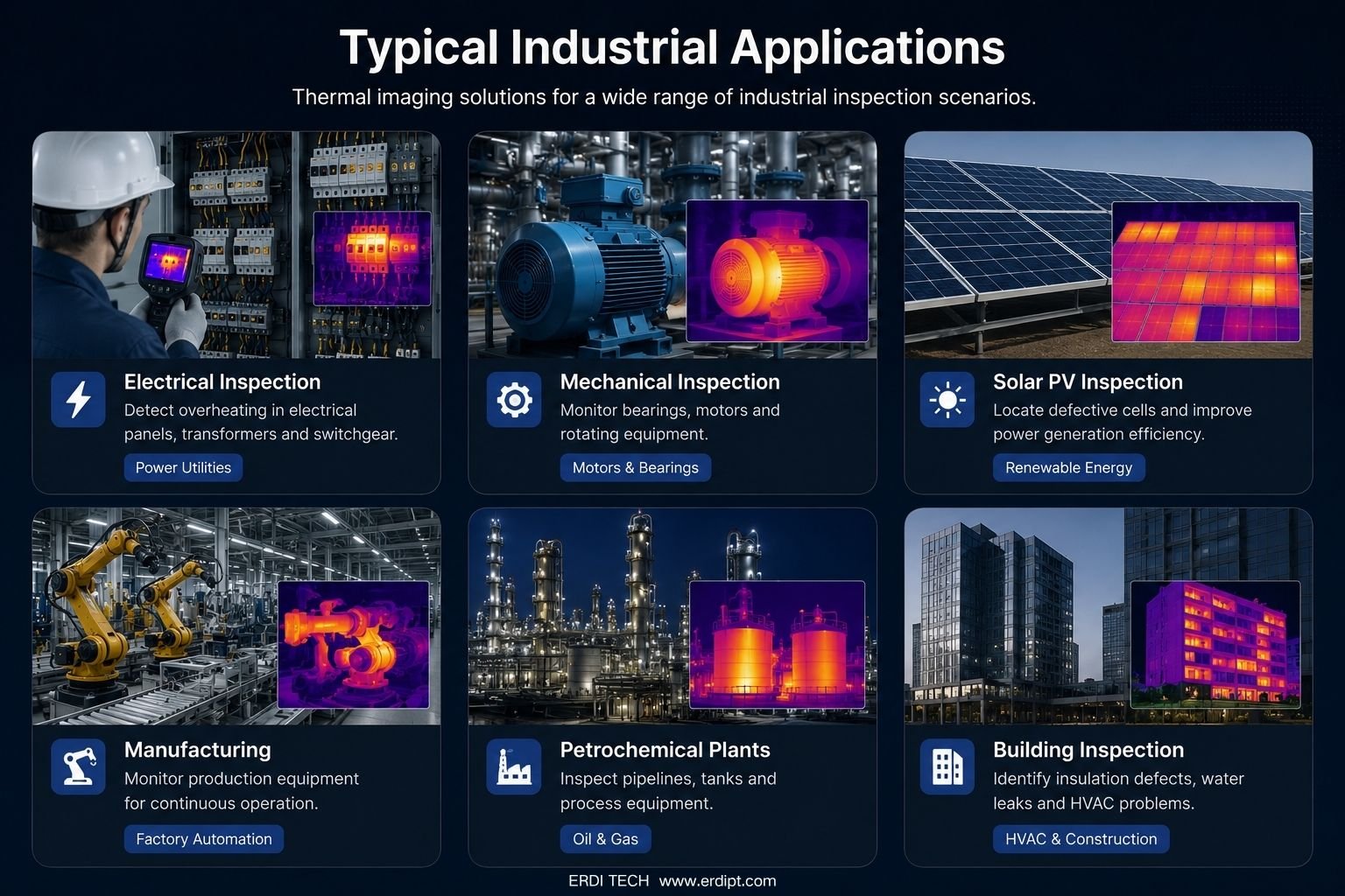 Some application diagrams of infrared thermal imaging in industrial inspection