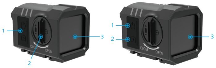 SIEGE-S213 thermal imaging sight rear view with button and battery compartment layout
