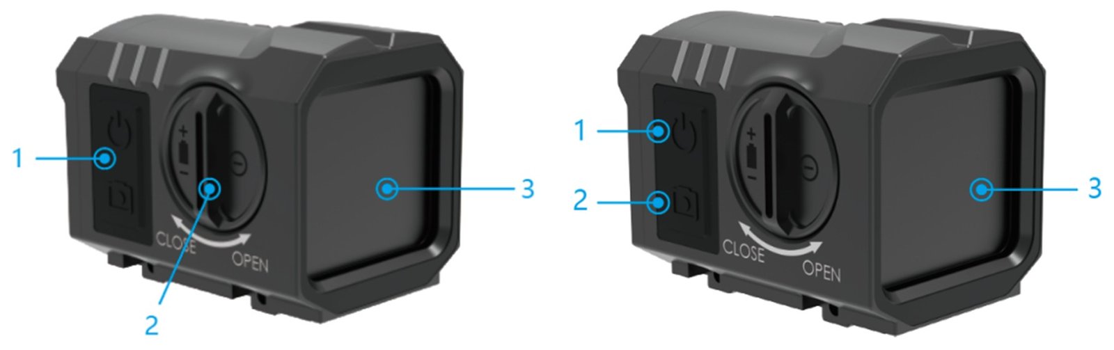 SIEGE-S213 thermal imaging sight rear view showing buttons, battery compartment and display